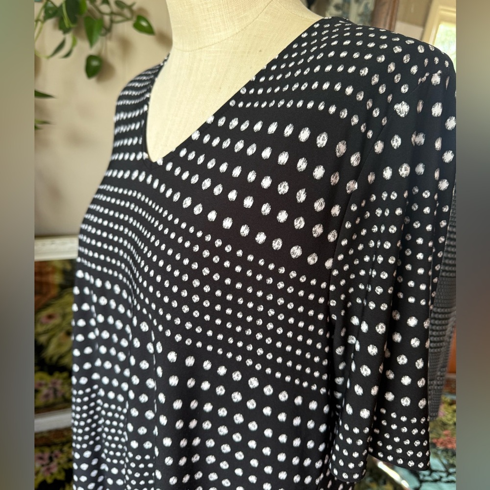 Chicos Polka Dot X Back T Shirt Dress Black White Short Sleeve Womens XL/16 - Picture 2 of 9
